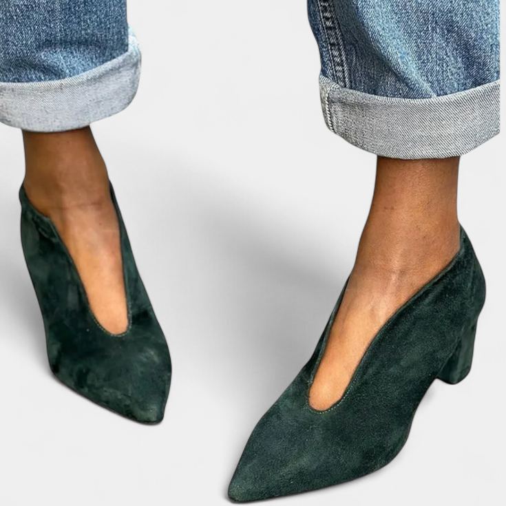 Hazel | Tacones Gruesos en Verde Oscuro
