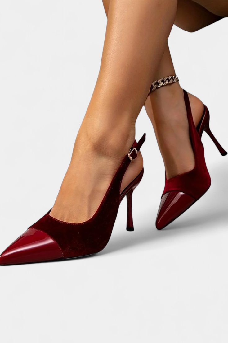 Candice | Tacones Stiletto de Terciopelo con Patchwork