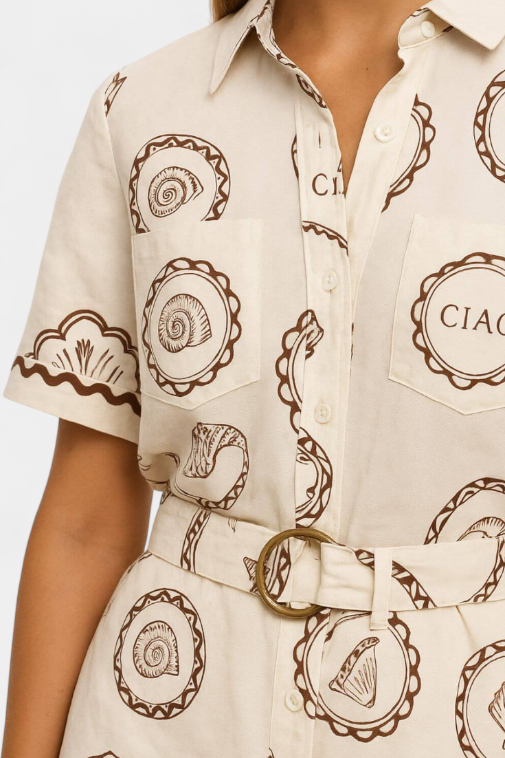 Sabrina | Mono Camiseta con Detalle de Concha y Botones