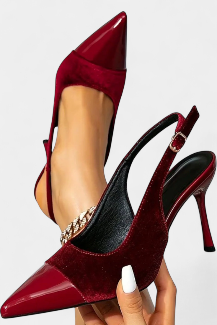 Candice | Tacones Stiletto de Terciopelo con Patchwork