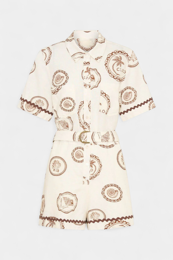Sabrina | Mono Camiseta con Detalle de Concha y Botones