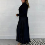 Positano | Vestido maxi con jersey y falda plisada
