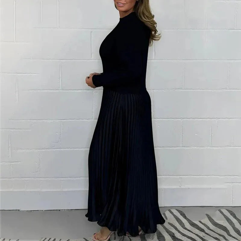 Positano | Vestido maxi con jersey y falda plisada