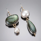 Elegantes pendientes llamativos con perlas de labradorita