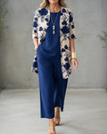 Noémie | Conjunto mujer 3 piezas elegante – Pantalón fluido y chaqueta floral