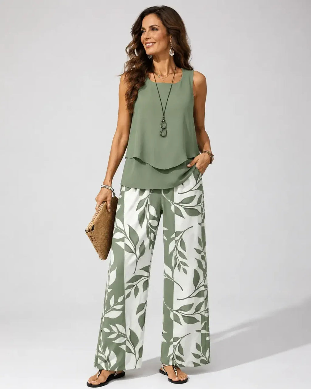 Valerie | Conjunto verde blusa y pantalon botanico