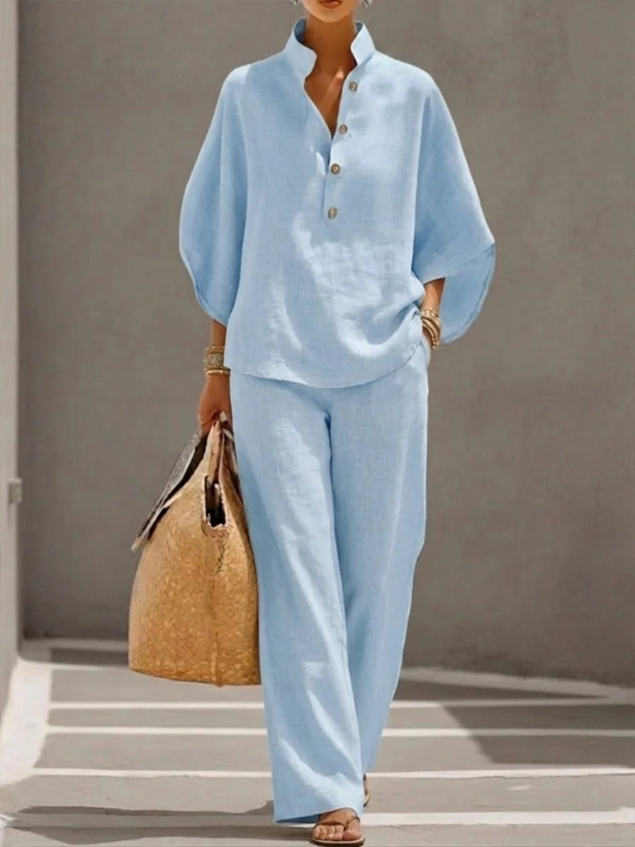 Livia | Conjunto Mujer Algodón y Lino Fluido – Estilo Elegante y Natural
