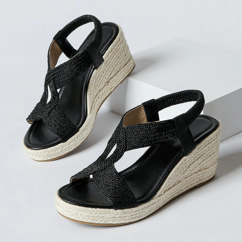 Mia | Sandalias de cuña con trenzado