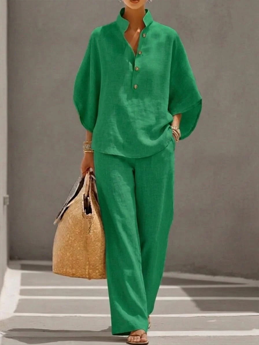 Livia | Conjunto Mujer Algodón y Lino Fluido – Estilo Elegante y Natural