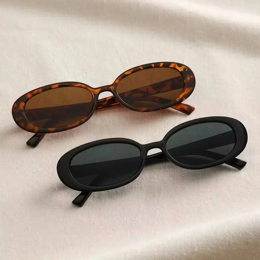 Gafas de sol retro ovaladas mujer – lentes negras UV400 estilo vintage