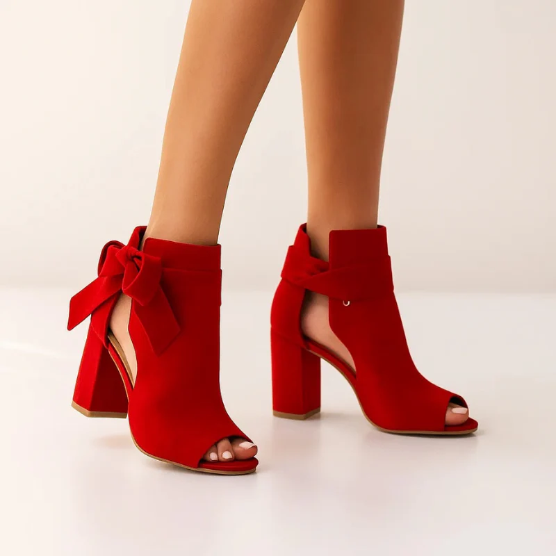 Magnolia | Sandalias mujer de tacón cuadrado con lazo elegante y punta abierta