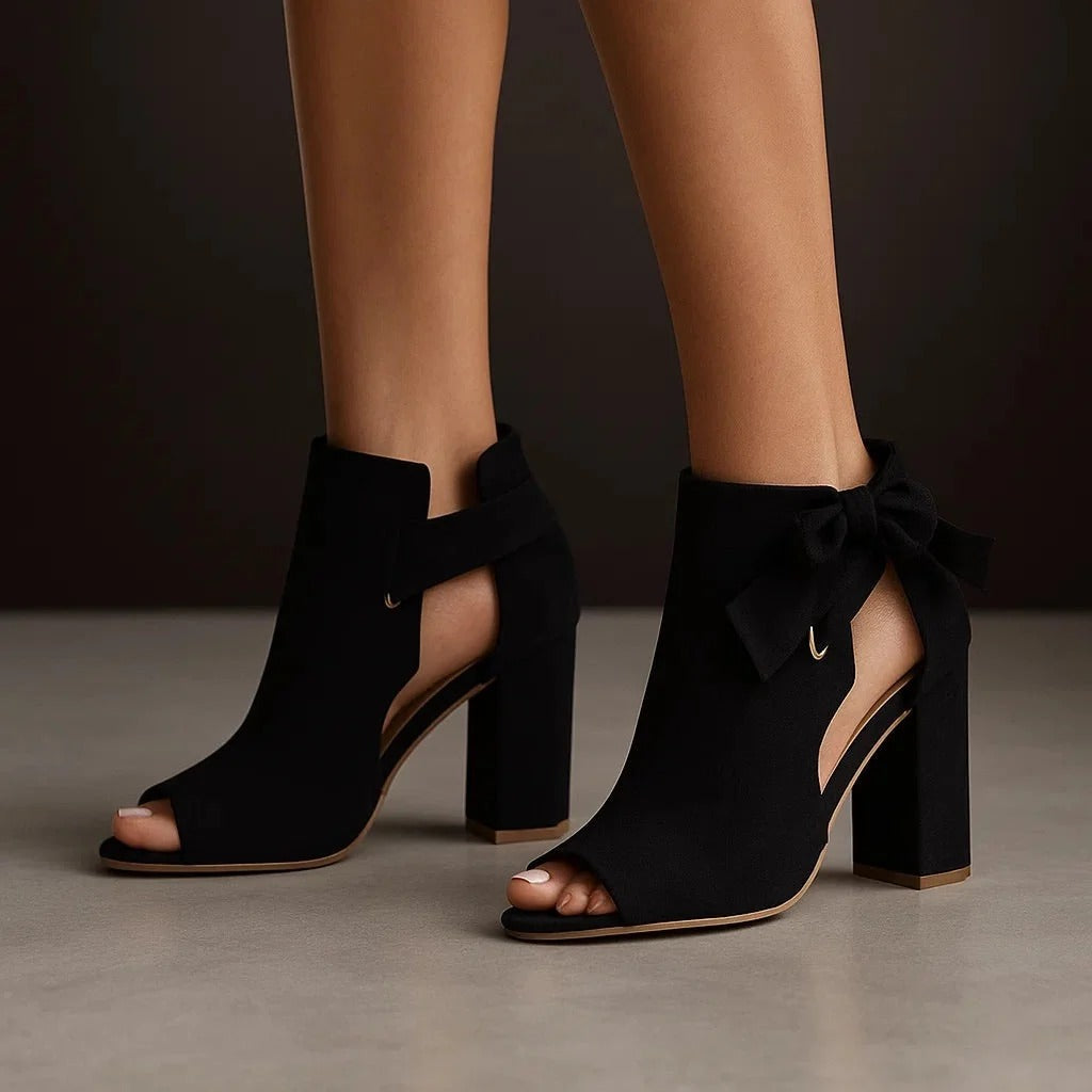 Magnolia | Sandalias mujer de tacón cuadrado con lazo elegante y punta abierta