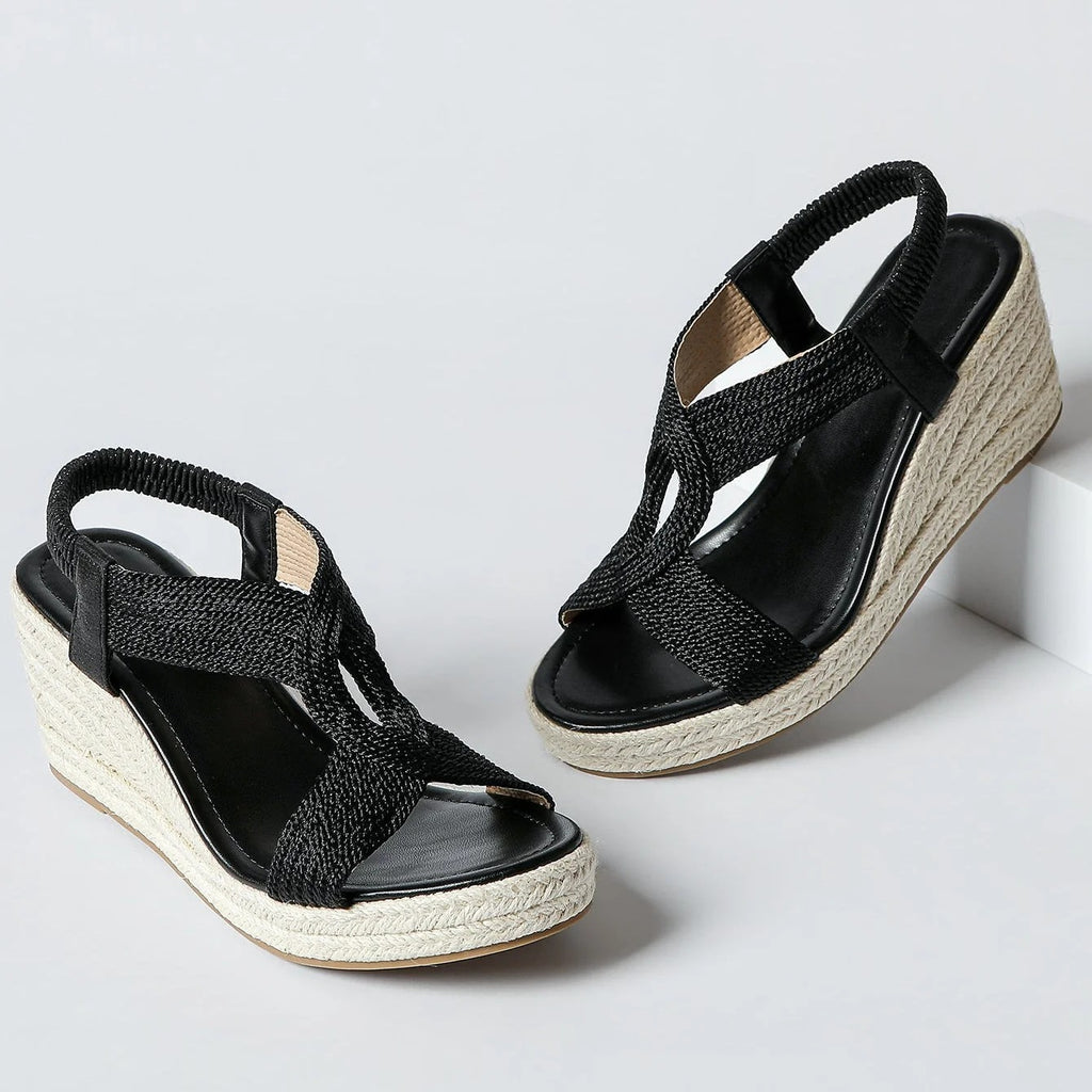 Mia | Sandalias de cuña con trenzado