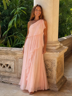 Matera | Vestido largo asimétrico con volantes