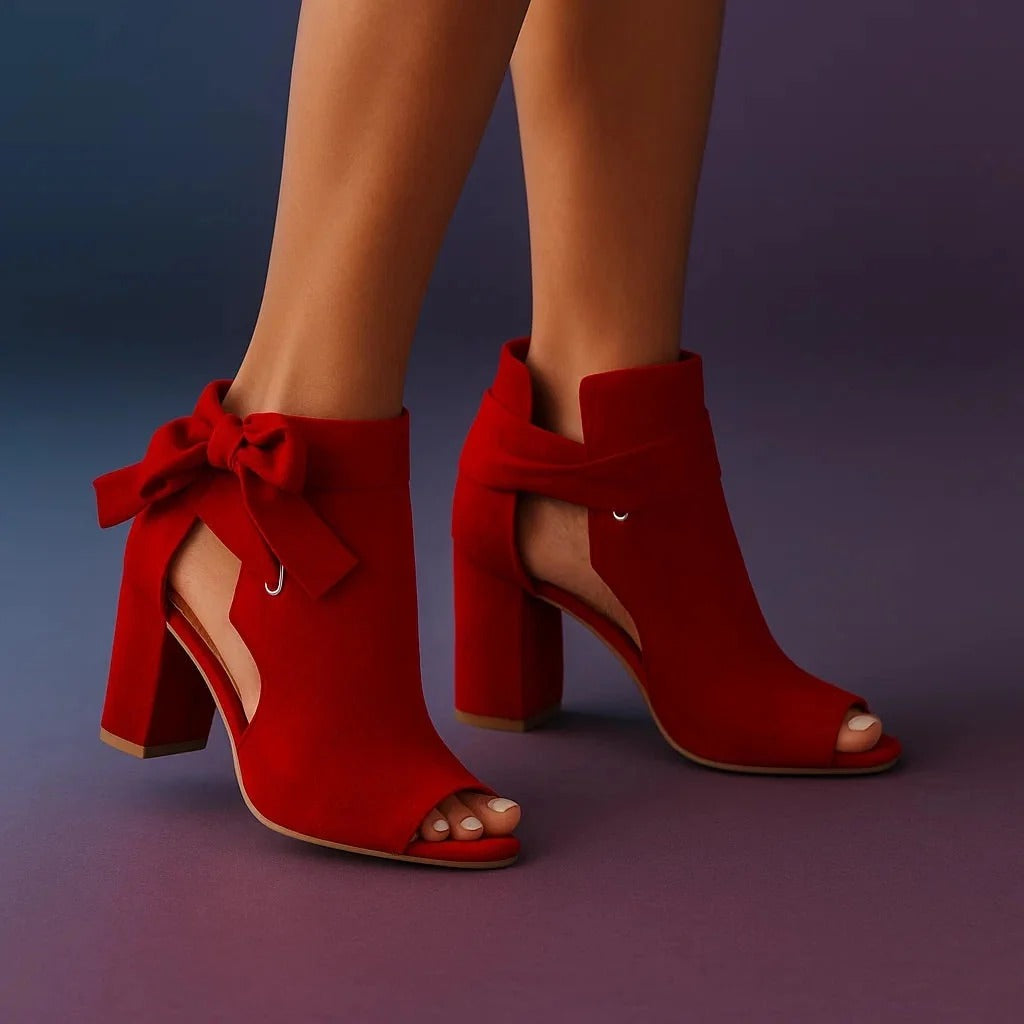 Magnolia | Sandalias mujer de tacón cuadrado con lazo elegante y punta abierta