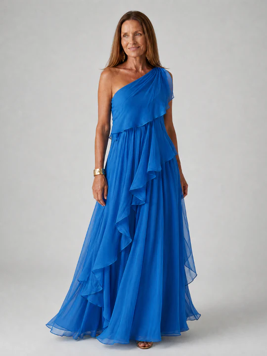Matera | Vestido largo asimétrico con volantes
