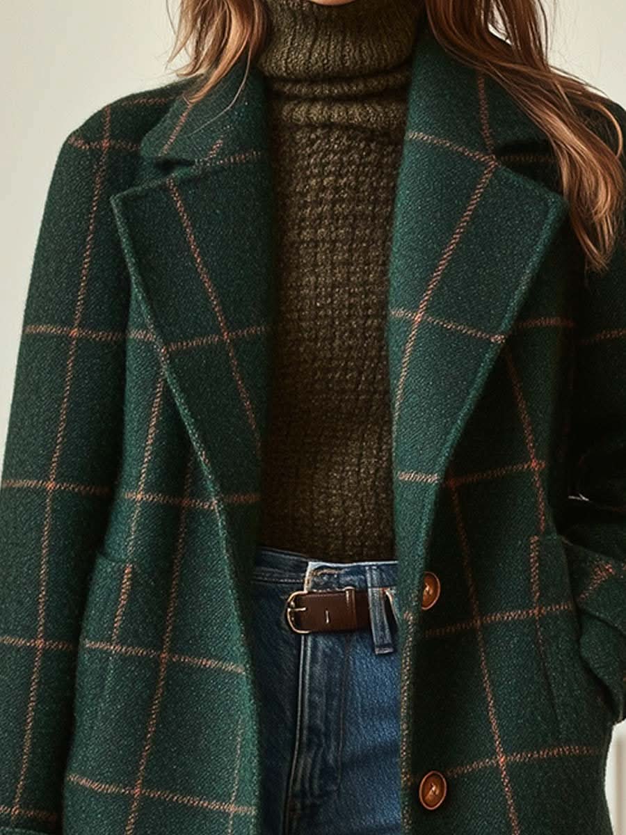 Coralia | Abrigo de cuadros clásico y elegante
