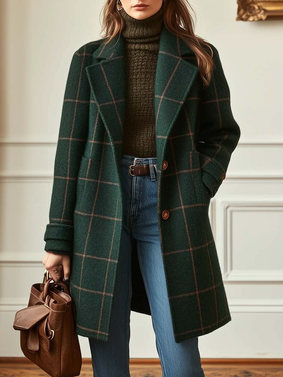 Coralia | Abrigo de cuadros clásico y elegante