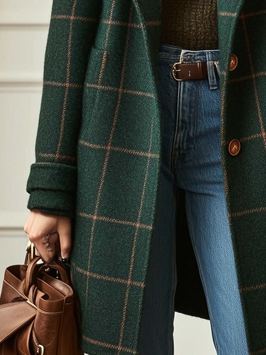 Coralia | Abrigo de cuadros clásico y elegante