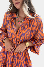 Yasmine | Mono Mini con Volantes y Estampado Ikat