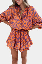 Yasmine | Mono Mini con Volantes y Estampado Ikat