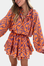 Yasmine | Mono Mini con Volantes y Estampado Ikat