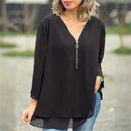 Olivia – Blusa de gasa con doble cremallera