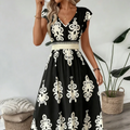 Cassis | Vestido maxi barroco con escote en V
