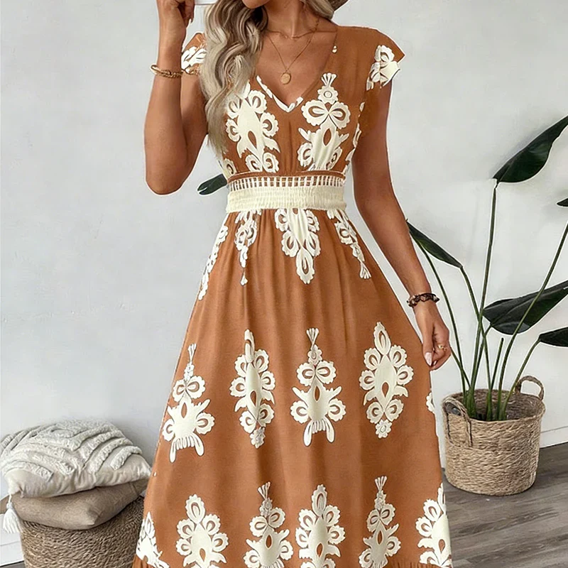 Cassis | Vestido maxi barroco con escote en V