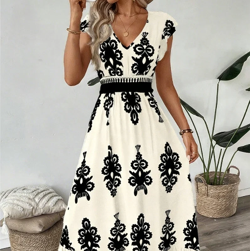 Cassis | Vestido maxi barroco con escote en V