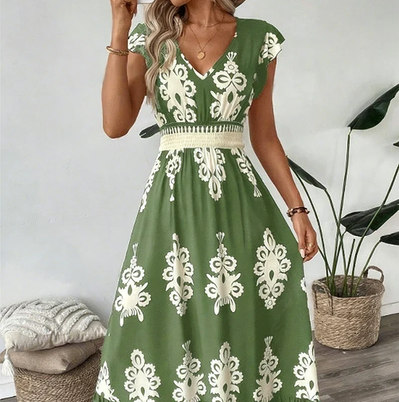 Cassis | Vestido maxi barroco con escote en V